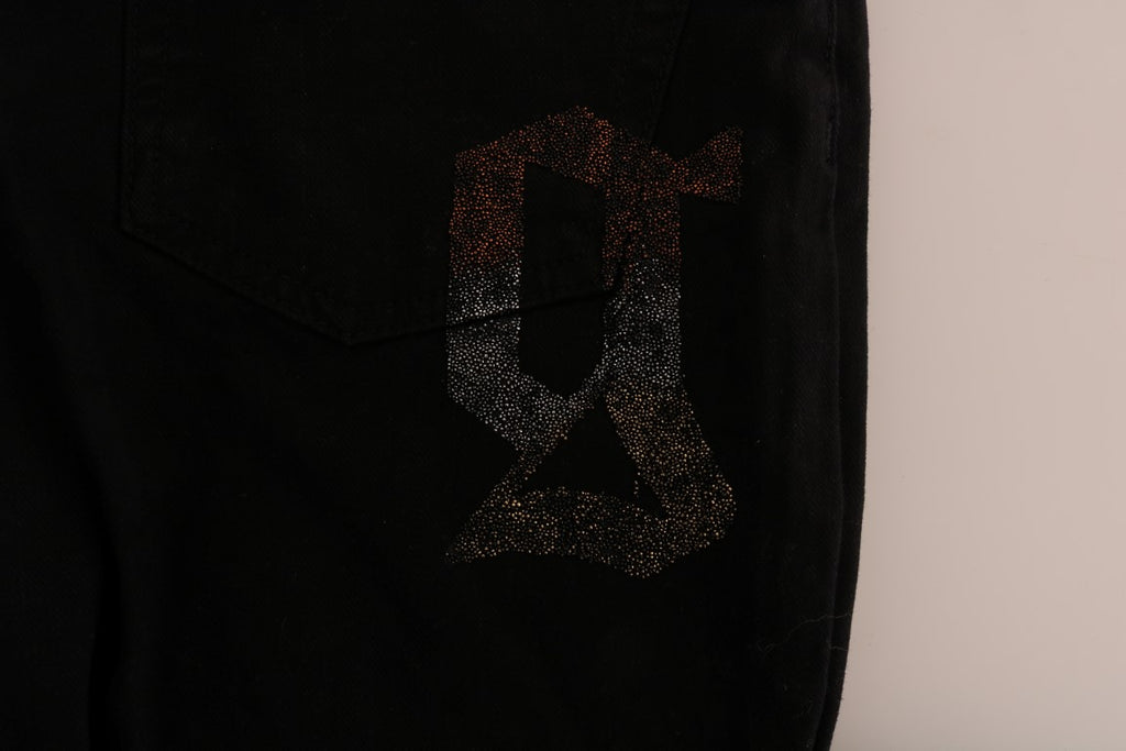 Schwarze Stretch-Jeans aus Baumwolldenim in normaler Passform