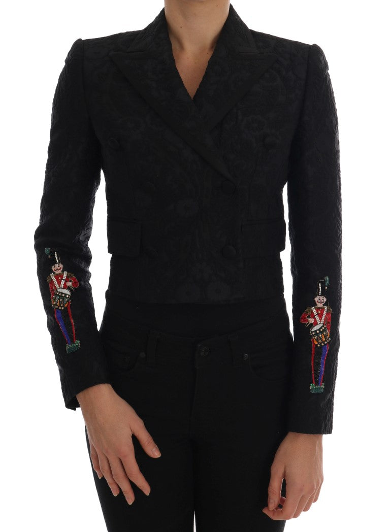 Schwarze Blazerjacke aus Brokat