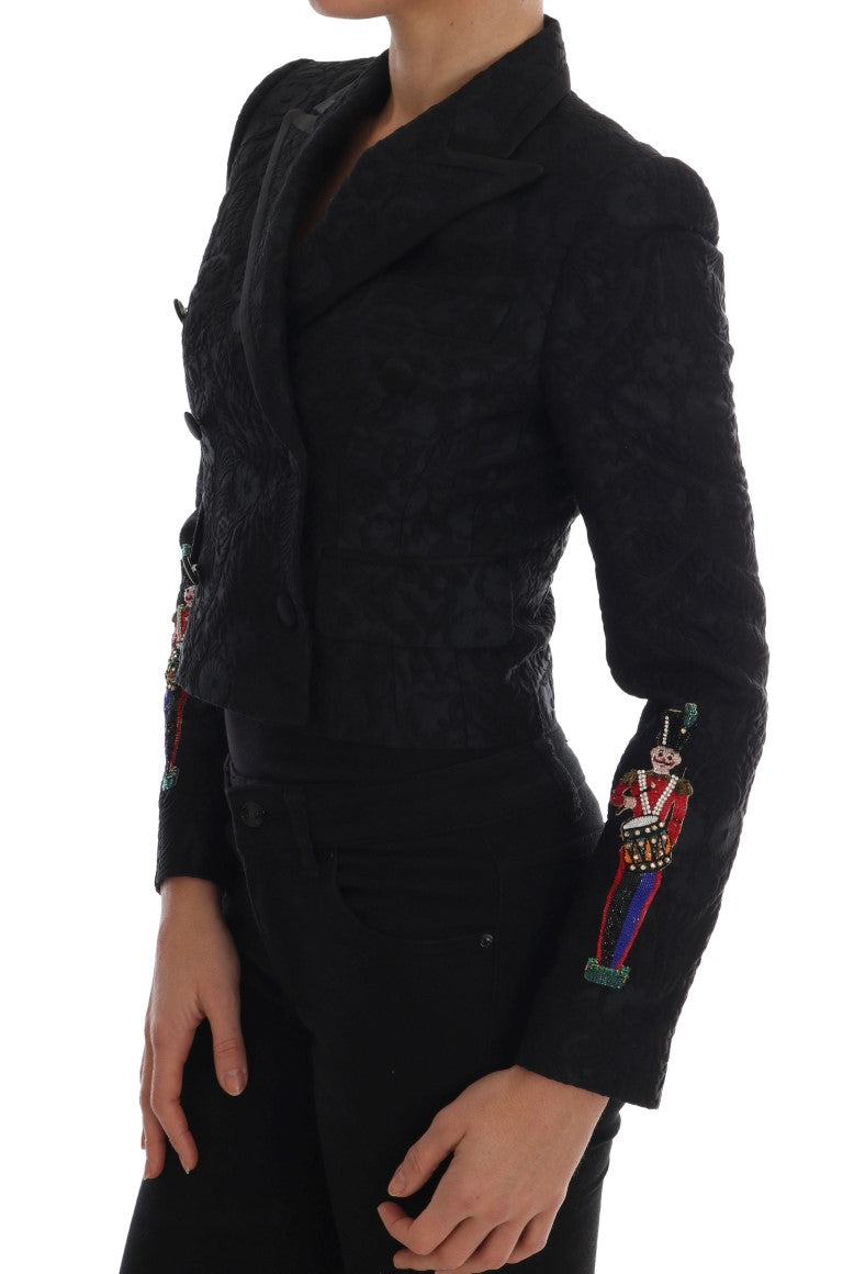 Schwarze Blazerjacke aus Brokat