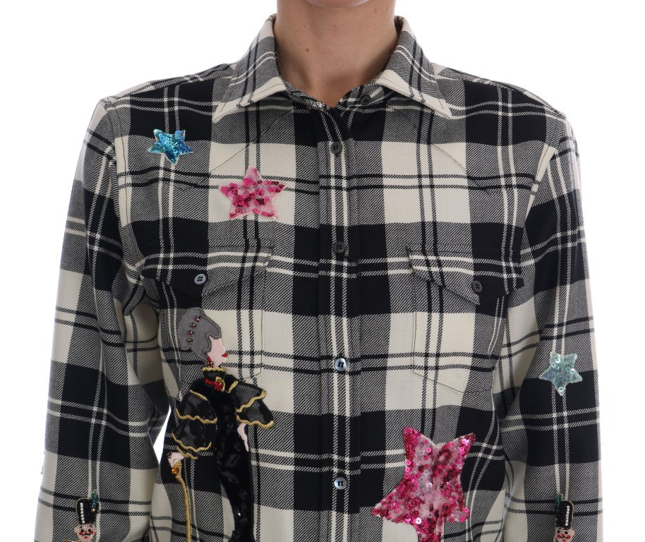 Schwarz-weißes Märchen-Kristall-Shirt