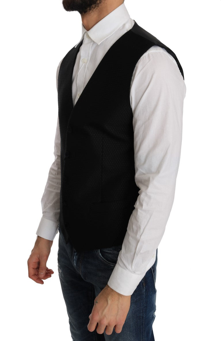 Schwarze Weste mit Tupfenmuster