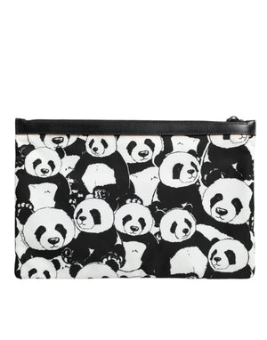 Schwarz-weiße Clutch mit Panda-Muster