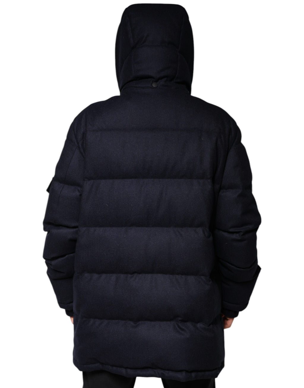 Schwarze Nylon-Pufferjacke mit Kapuze für Herren
