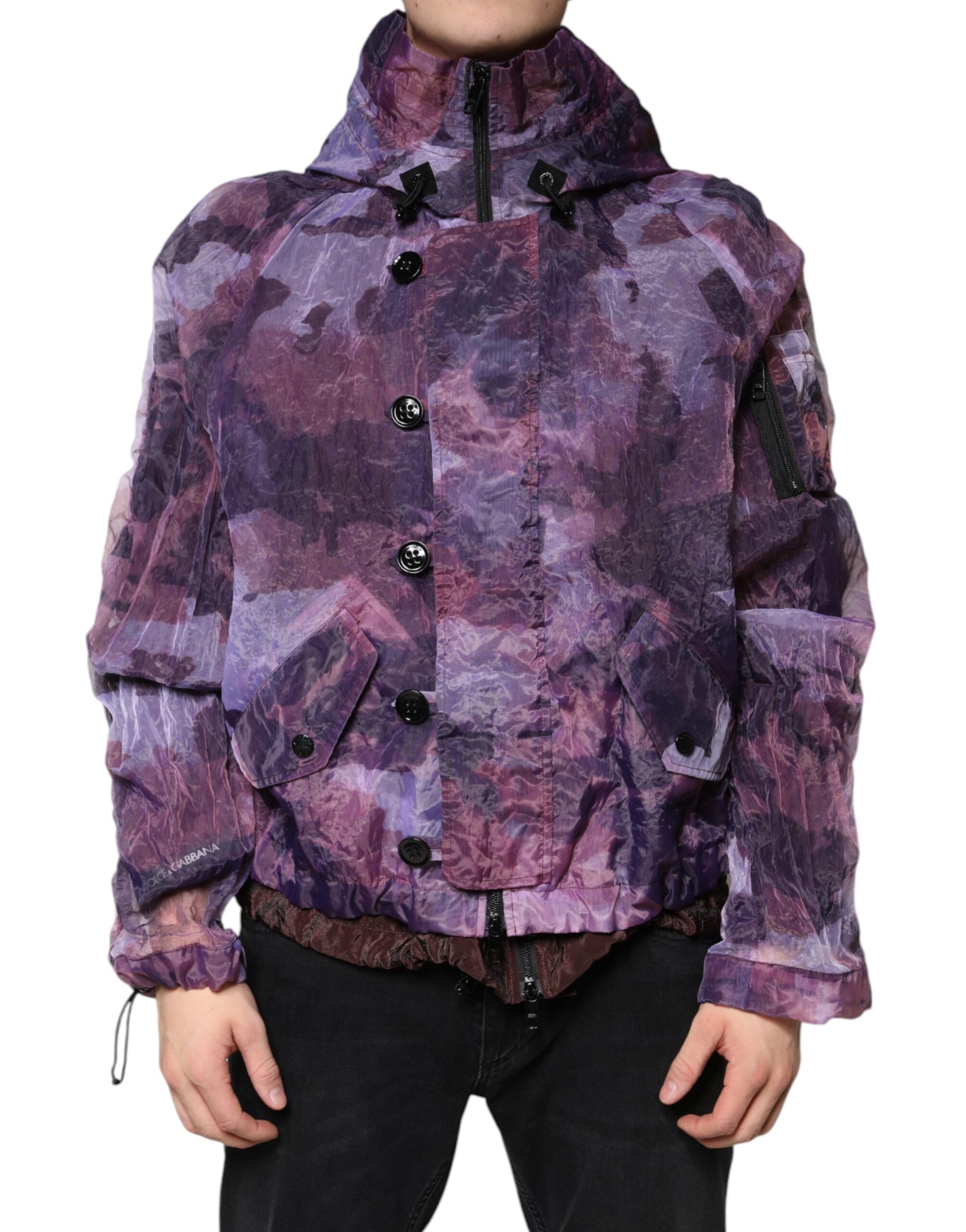 Lila Camouflage Kapuzen Blousonjacke für Herren