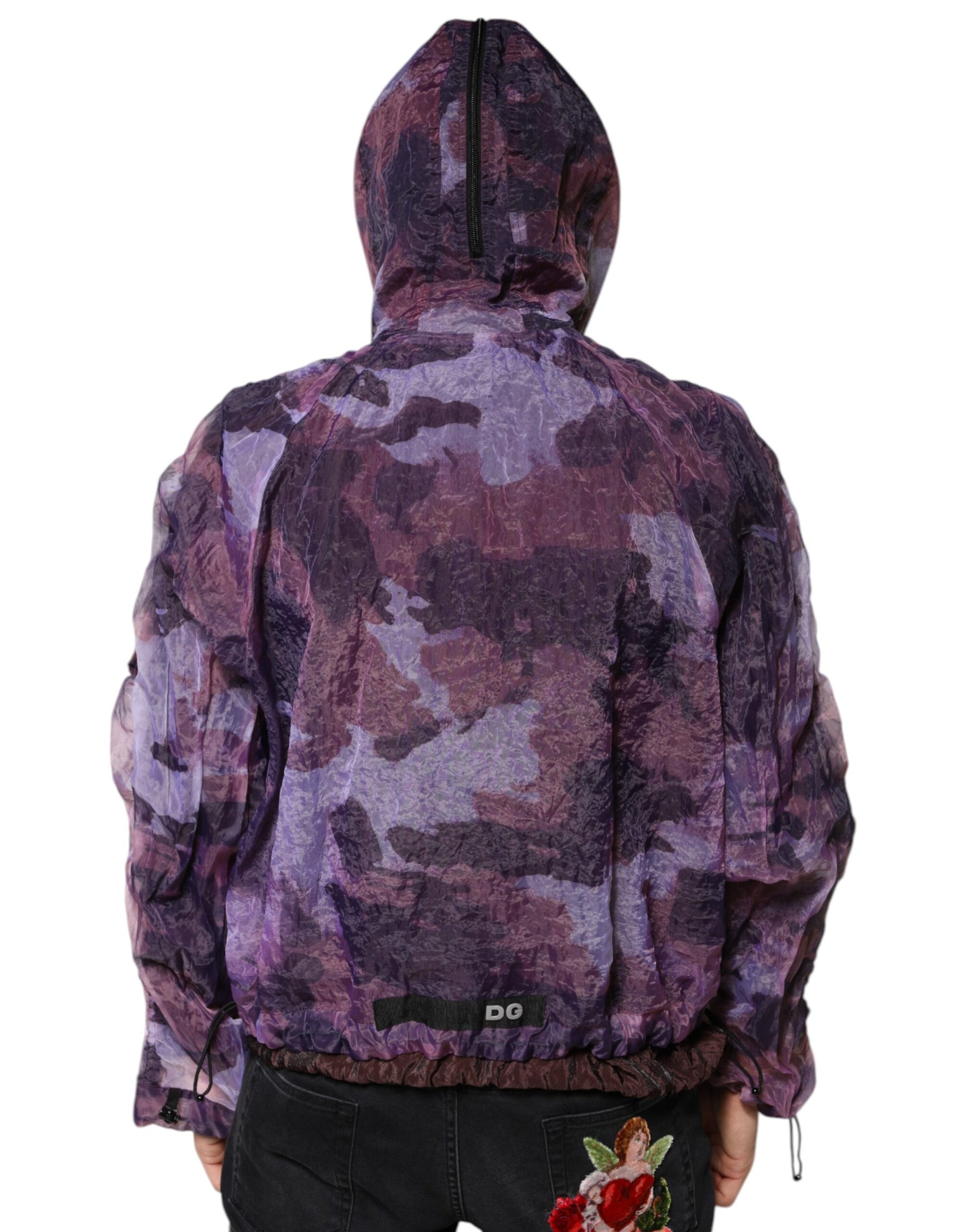 Lila Camouflage Kapuzen Blousonjacke für Herren