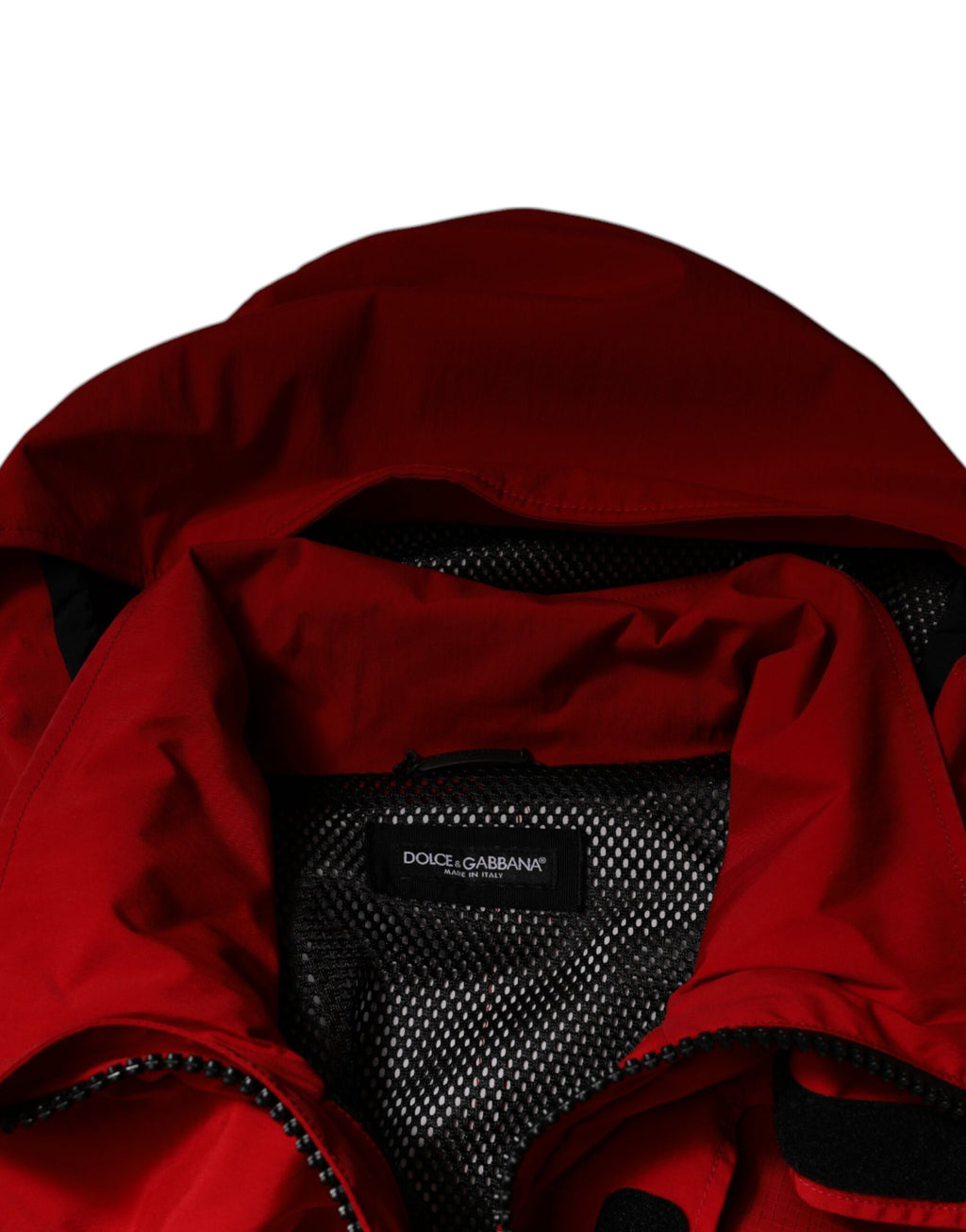 Rote Nylon-Parkajacke mit durchgehendem Reißverschluss für Herren