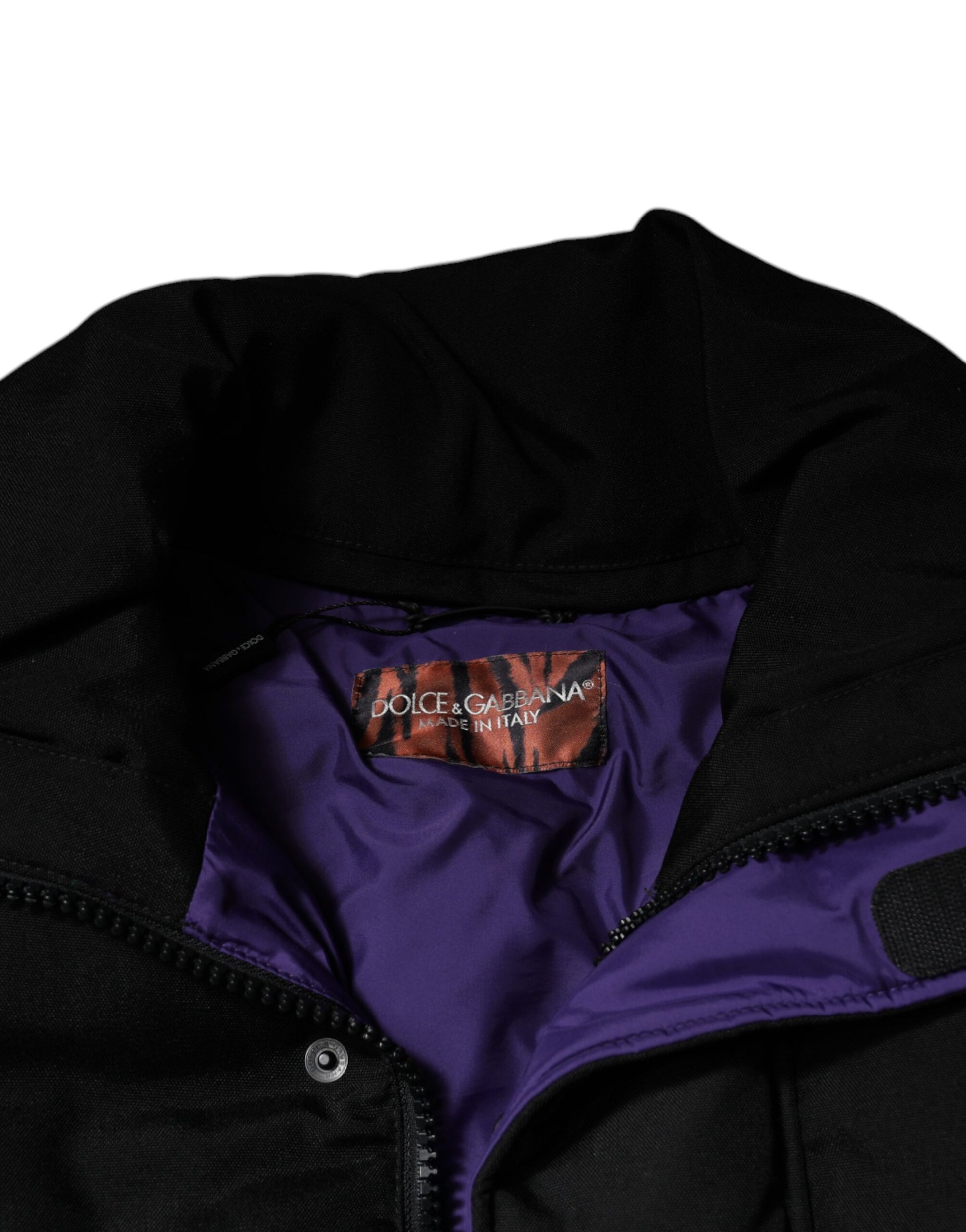 Schwarze Nylon-Pufferjacke für Herren mit durchgehendem Reißverschluss