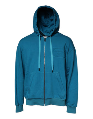 Blaues Logo-Sweatshirt aus Baumwolle mit Kapuze