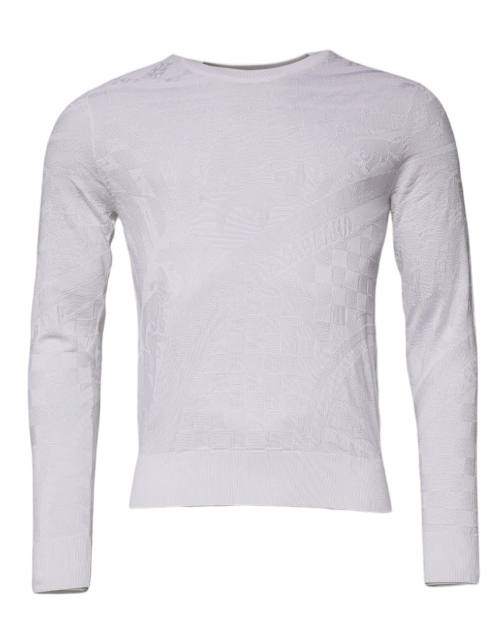 Weißer Herrenpullover aus Seide mit Rundhalsausschnitt