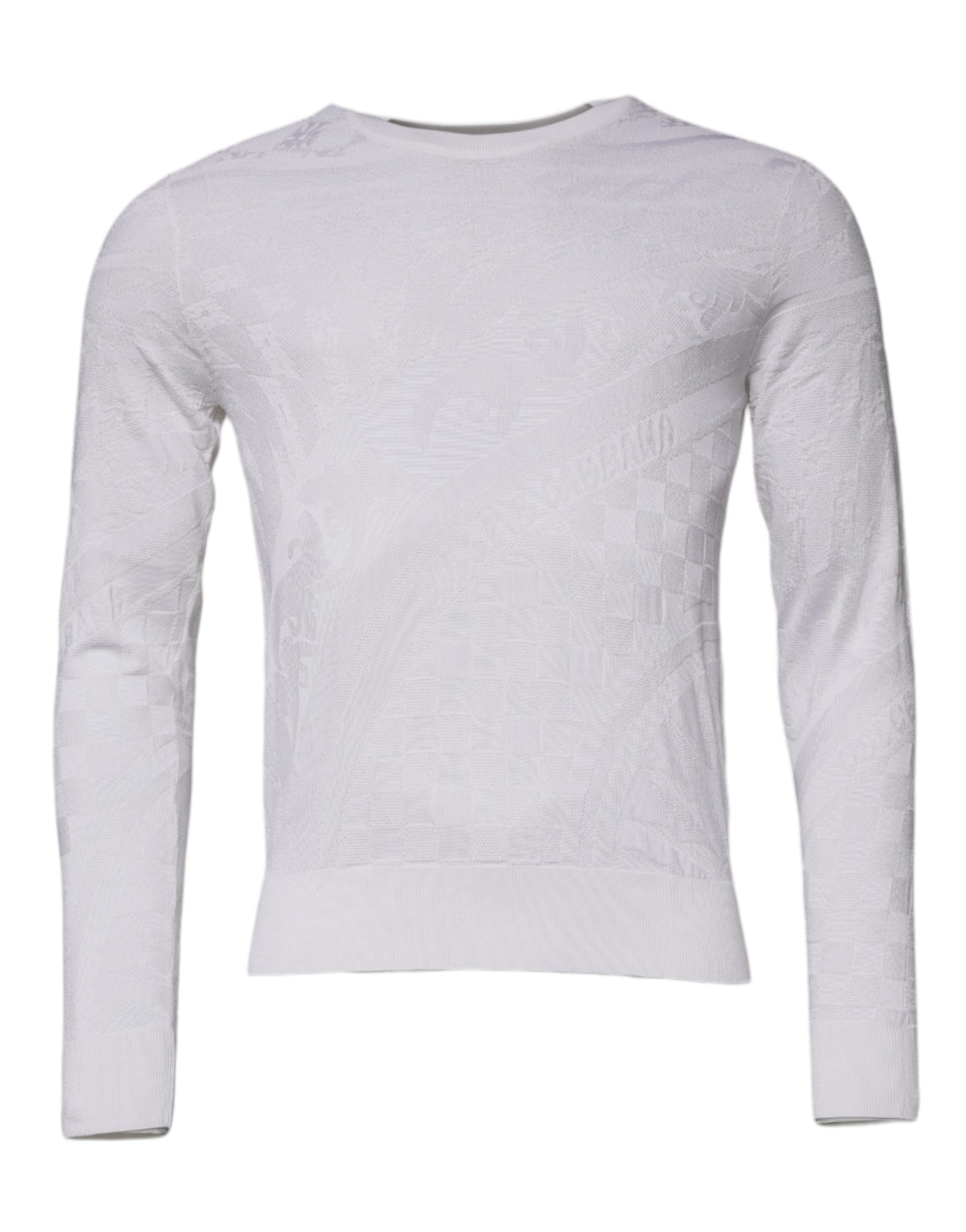 Weißer Herrenpullover aus Seide mit Rundhalsausschnitt