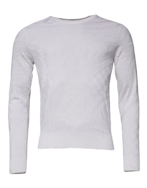 Weißer Herrenpullover aus Seide mit Rundhalsausschnitt