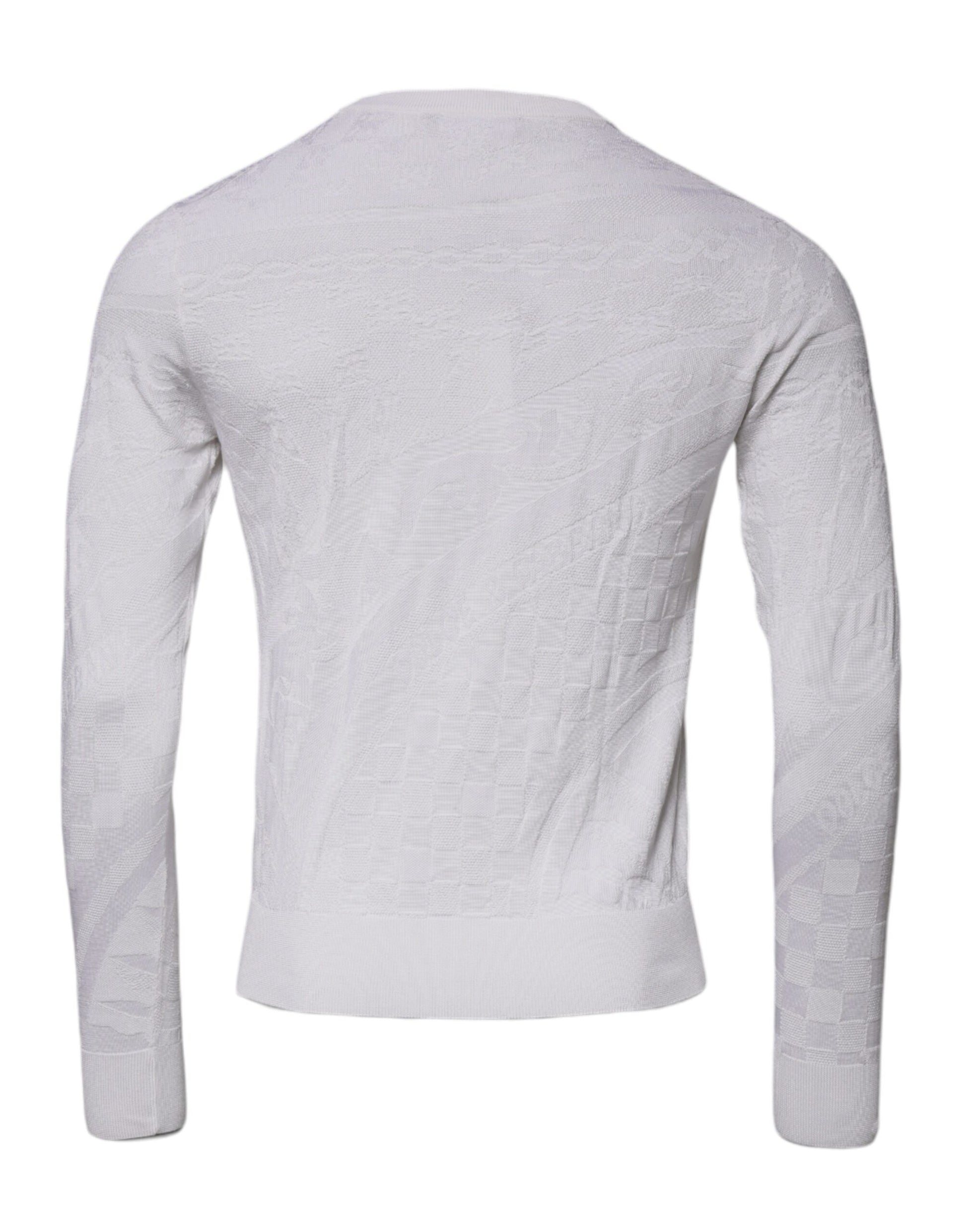 Weißer Herrenpullover aus Seide mit Rundhalsausschnitt