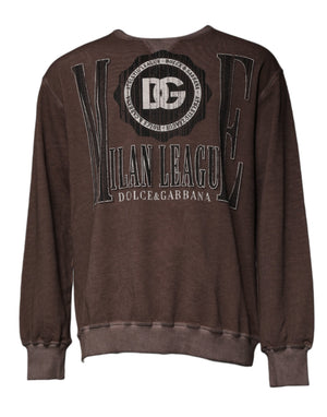 Brauner Pullover mit Rundhalsausschnitt und Logo-Print