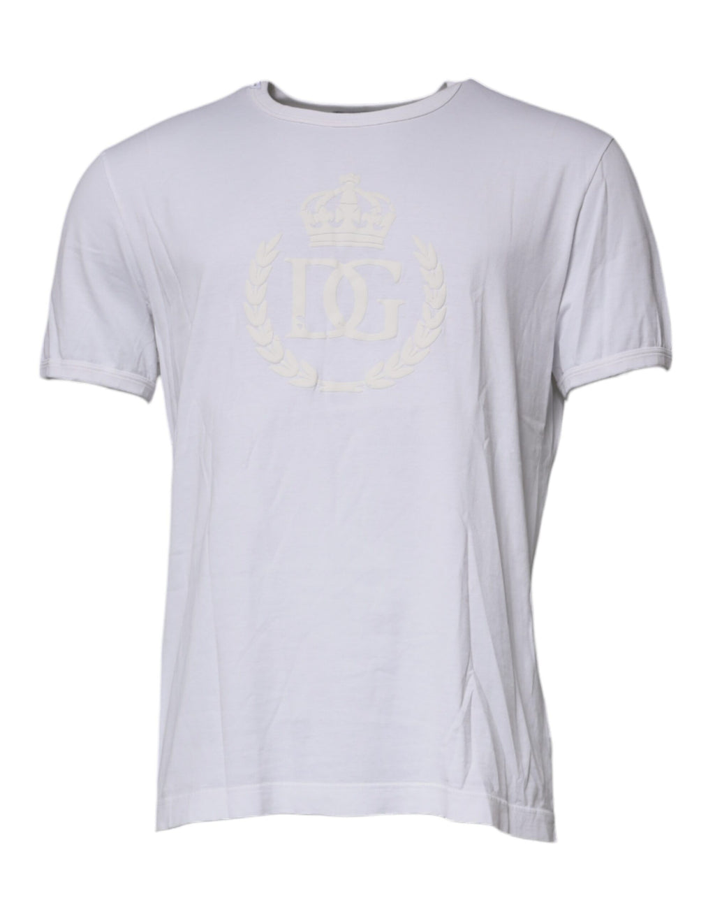 Weißes Baumwoll-T-Shirt mit Rundhalsausschnitt und Logoprägung