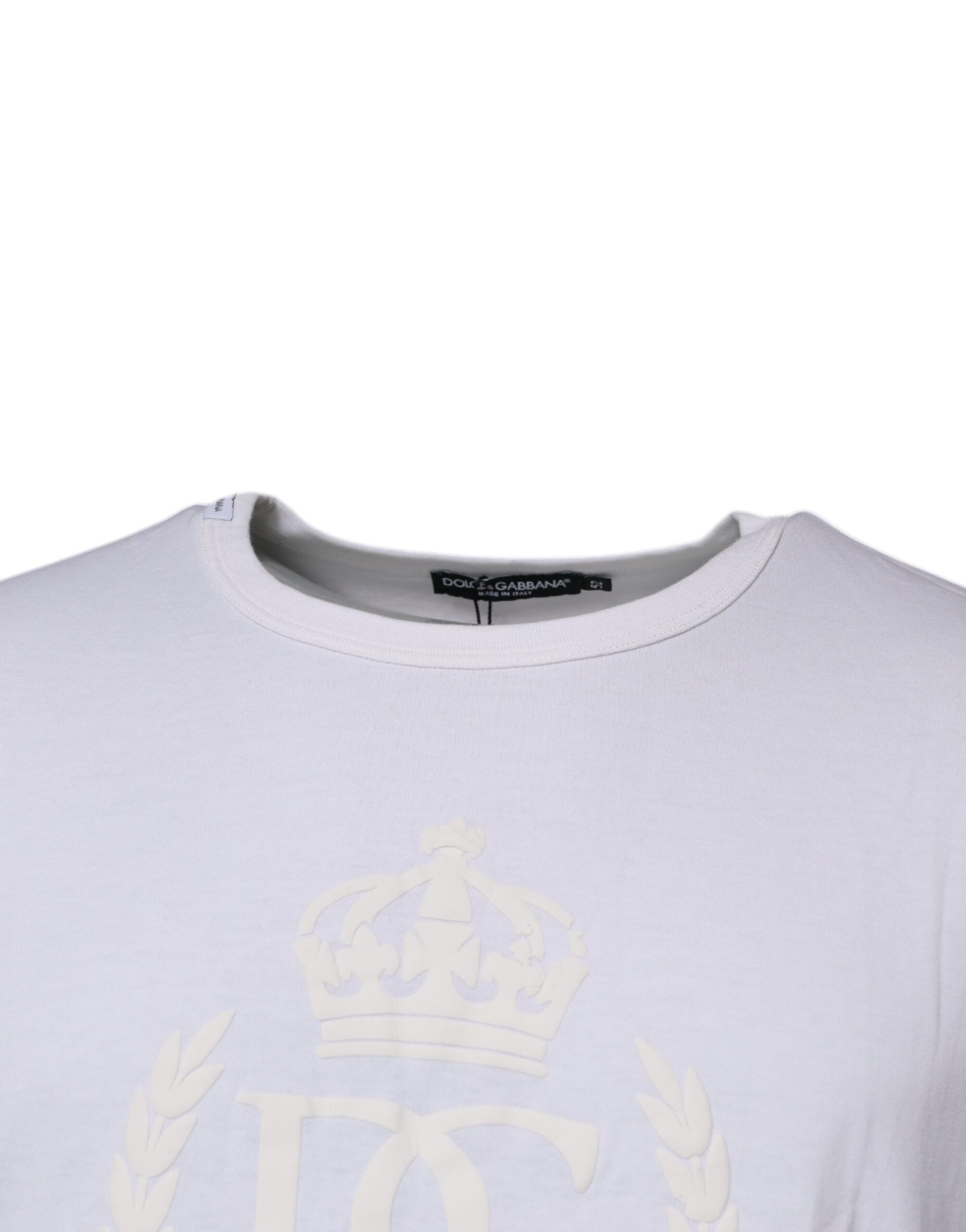 Weißes Baumwoll-T-Shirt mit Rundhalsausschnitt und Logoprägung