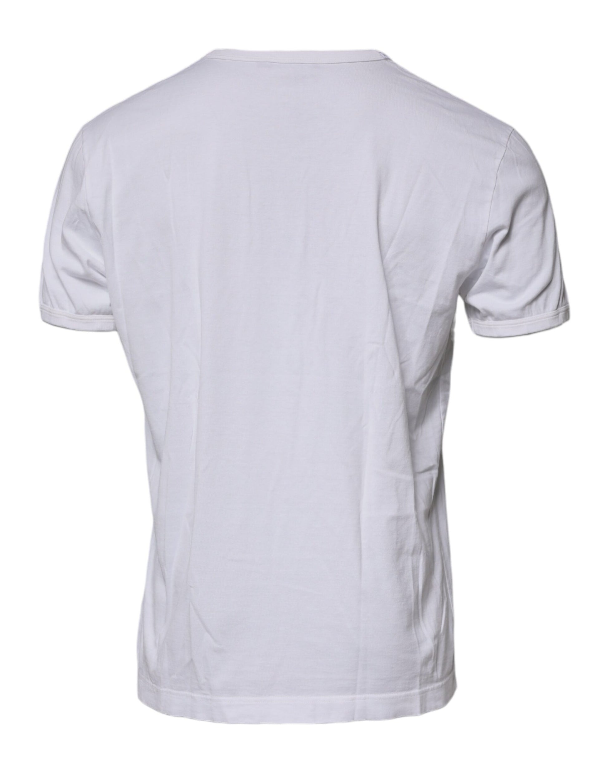 Weißes Baumwoll-T-Shirt mit Rundhalsausschnitt und Logoprägung