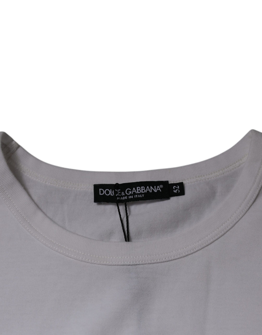 Weißes Baumwoll-T-Shirt mit Rundhalsausschnitt und Logoprägung