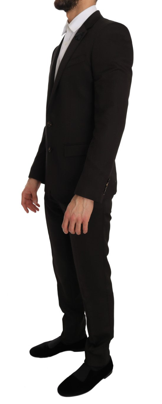 Brauner Woll-Slim-Fit mit Kristallbee-Muster MARTINI