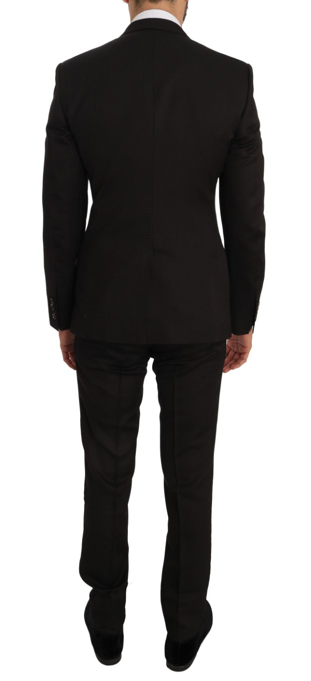 Brauner Woll-Slim-Fit mit Kristallbee-Muster MARTINI