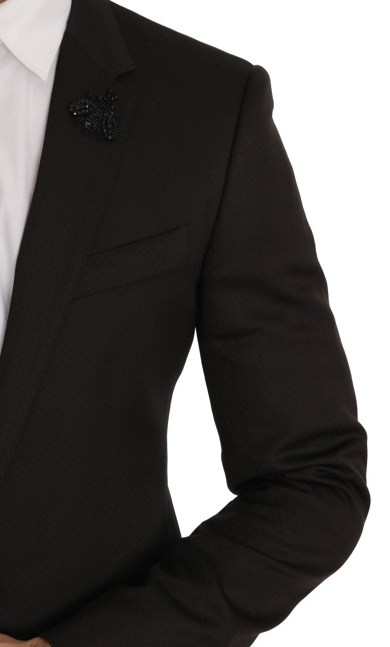 Brauner Woll-Slim-Fit mit Kristallbee-Muster MARTINI