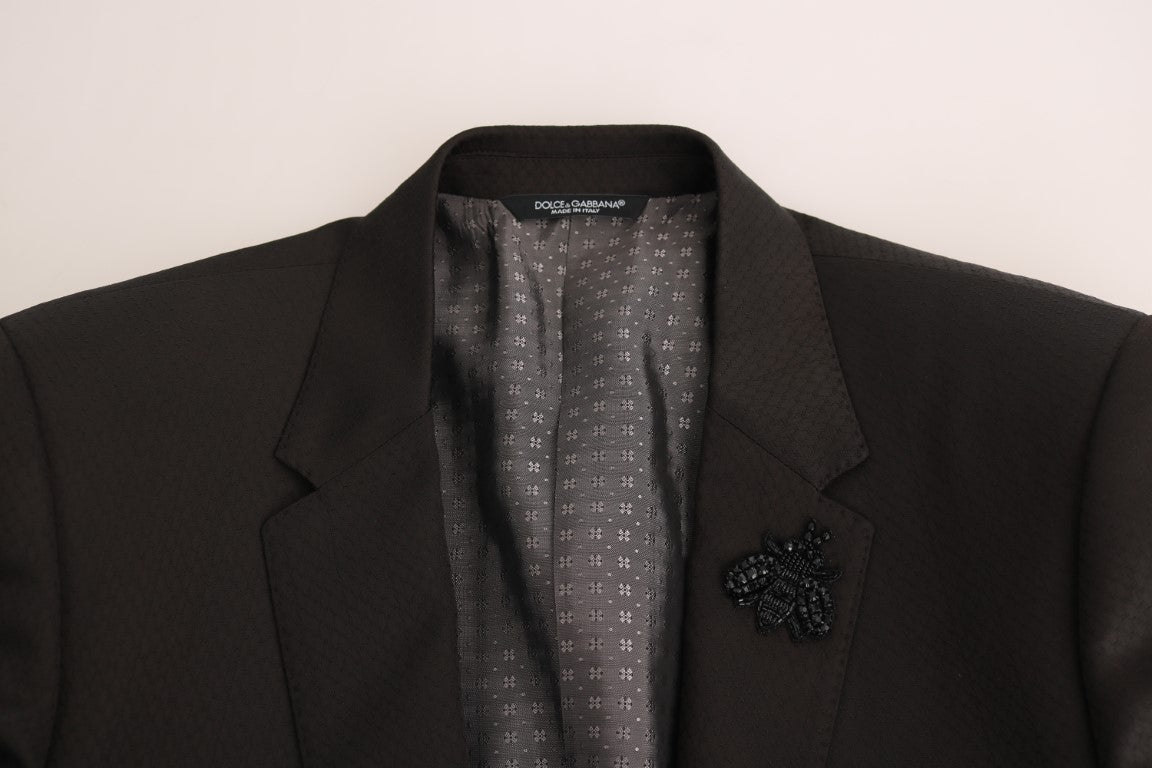 Brauner Woll-Slim-Fit mit Kristallbee-Muster MARTINI
