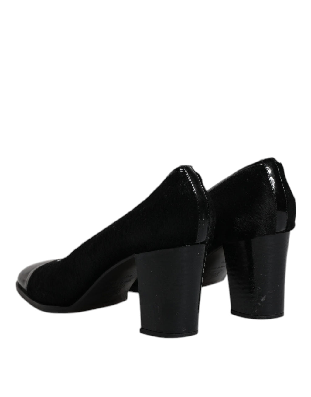 Schwarze Pumps aus Leder mit Blockabsatz