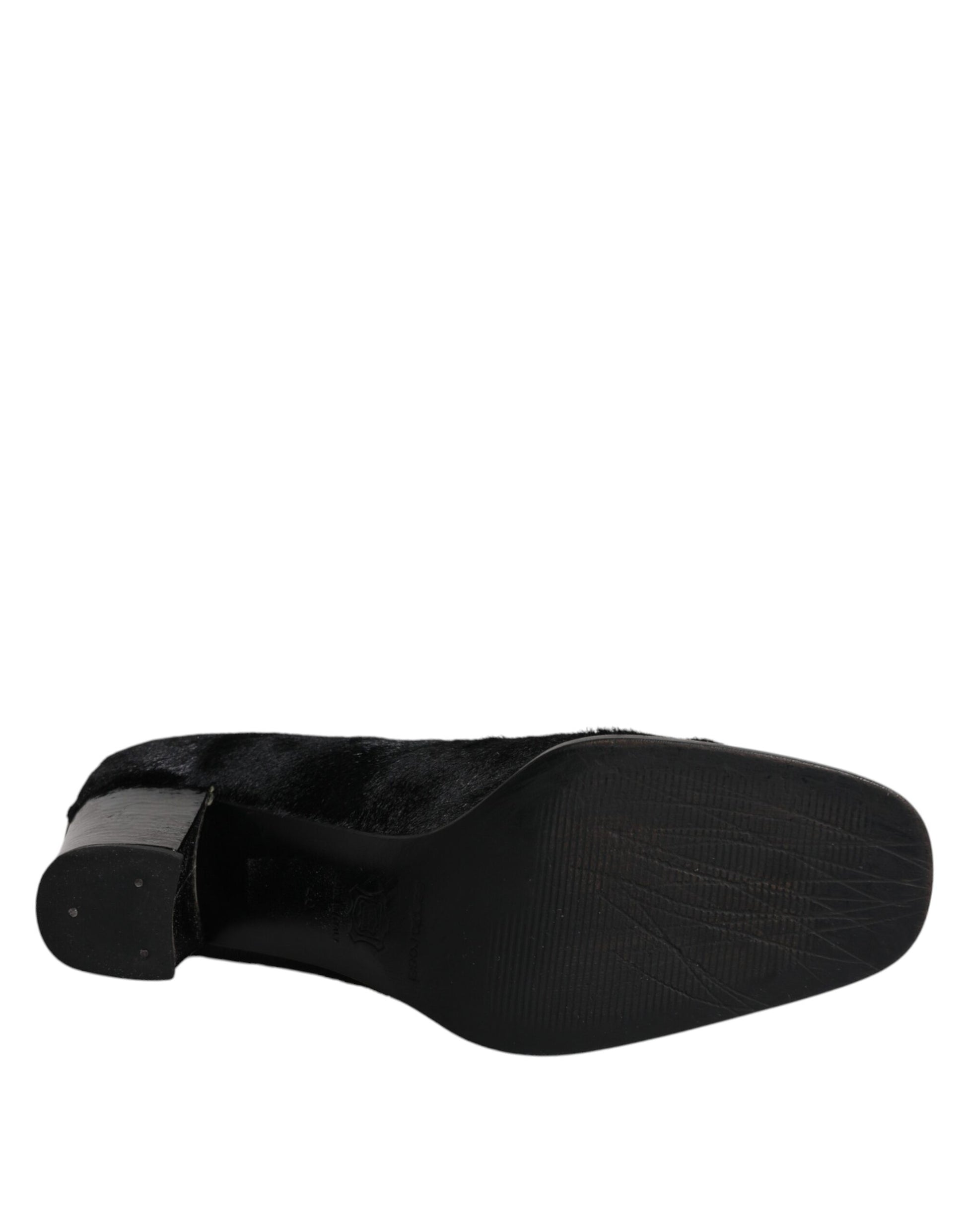 Schwarze Pumps aus Leder mit Blockabsatz
