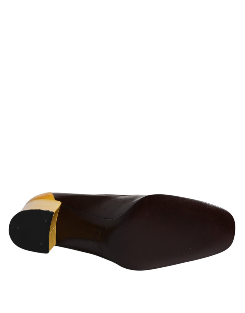 Gelbbraune Pumps aus Leder mit Blockabsatz