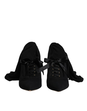 Schwarze Stiletto Heels Mid Calf Stiefel Schuhe