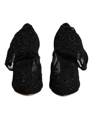 Schwarze Tüll-Stretch-Heels, wadenlange Stiefel