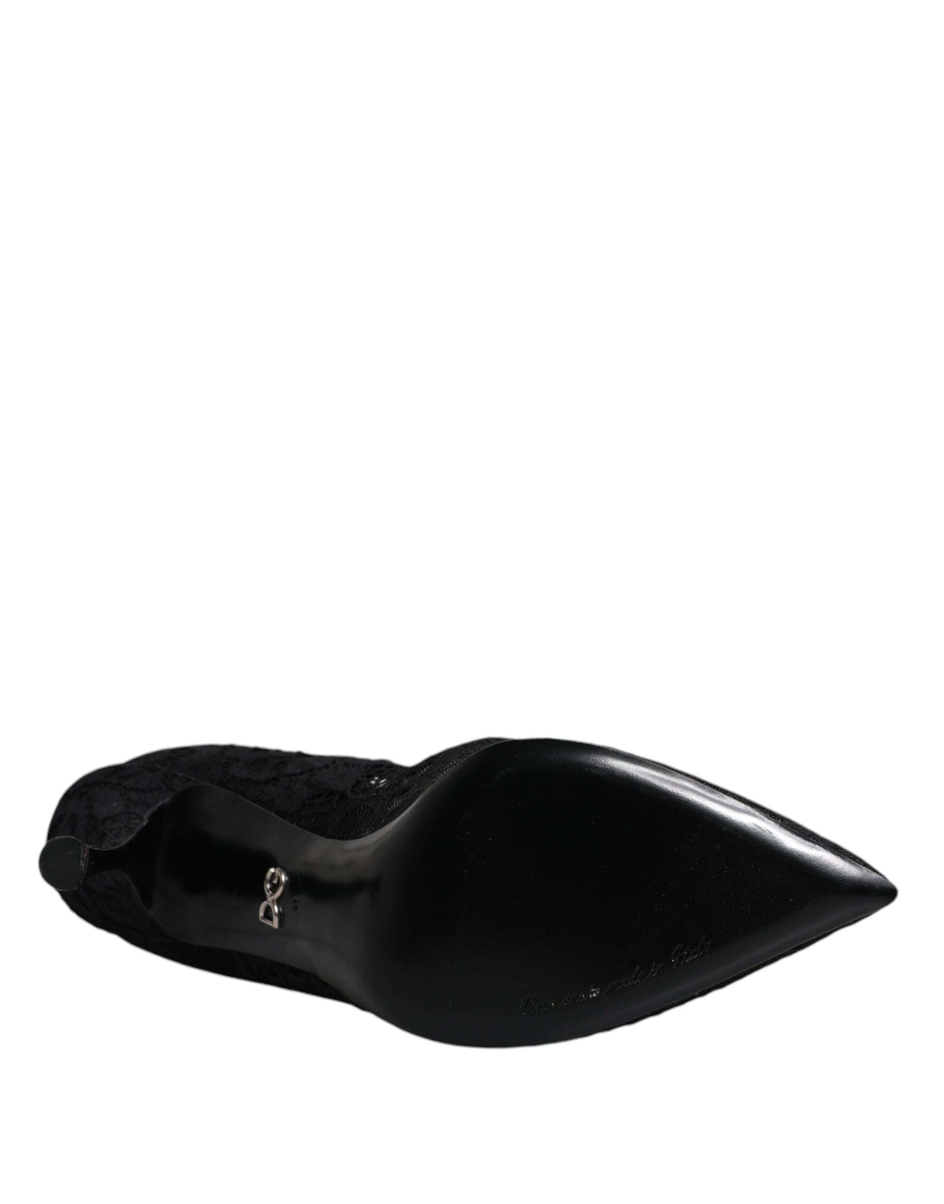Schwarze Mary Jane Pumps mit Spitze und Kristallen