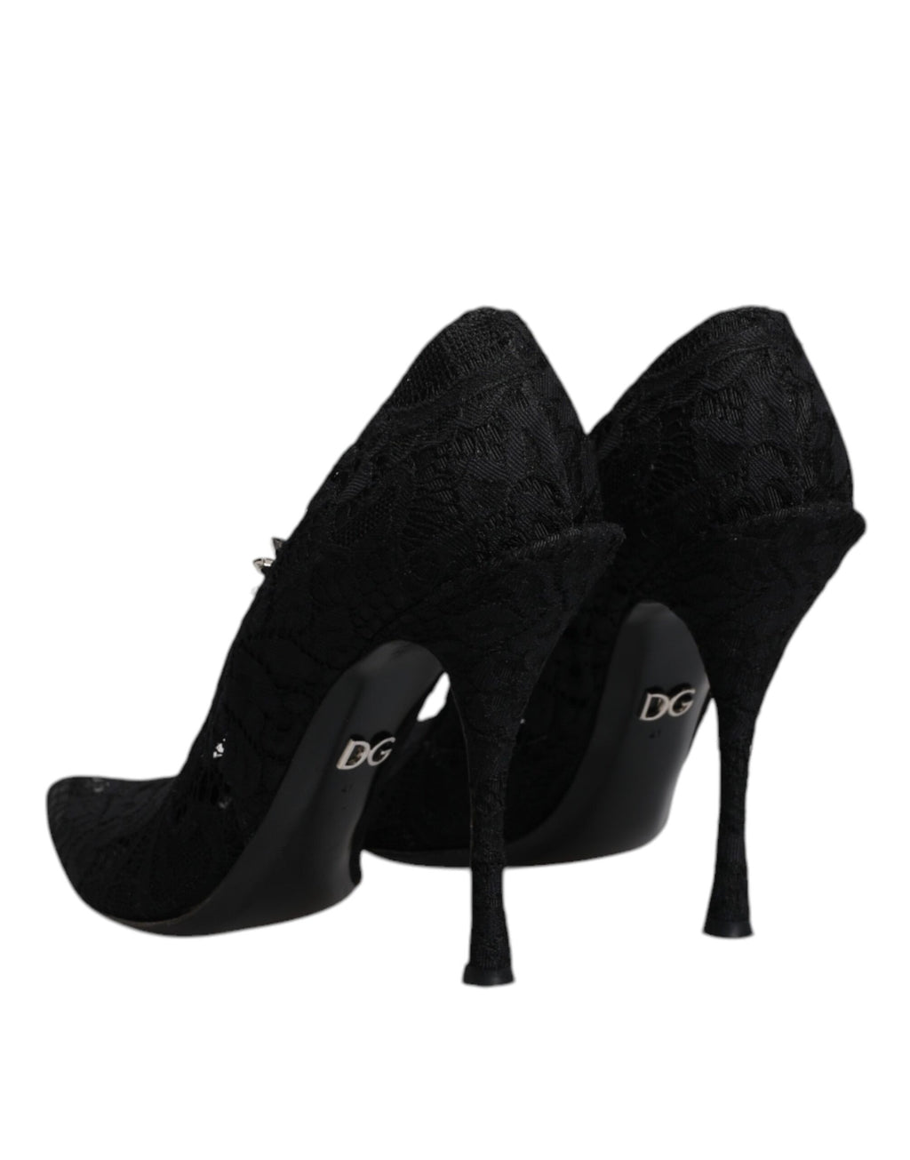 Schwarze Mary Jane Pumps mit Spitze und Kristallen