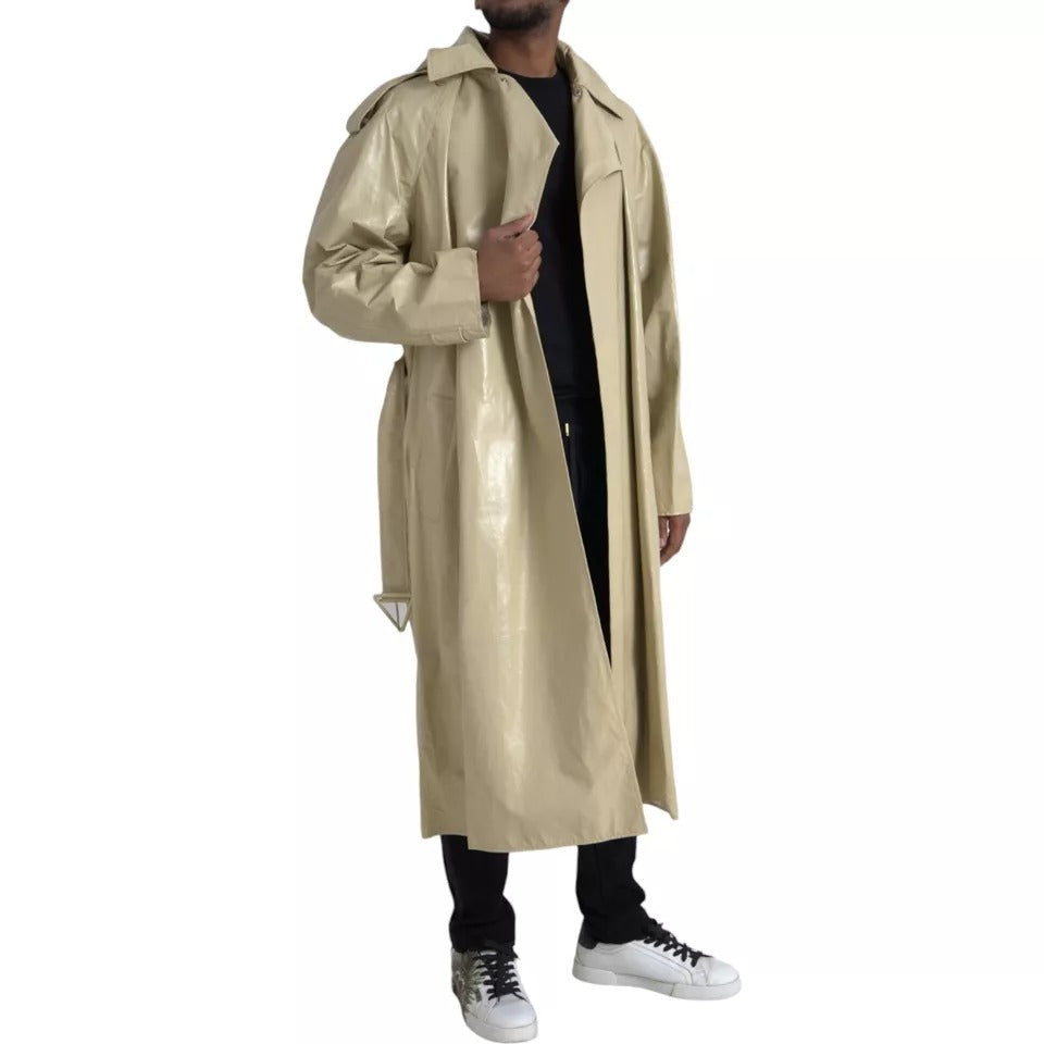 Beige Trenchcoatjacke aus Lammleder