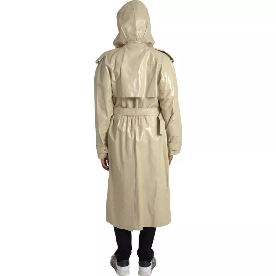 Beige Trenchcoatjacke aus Lammleder