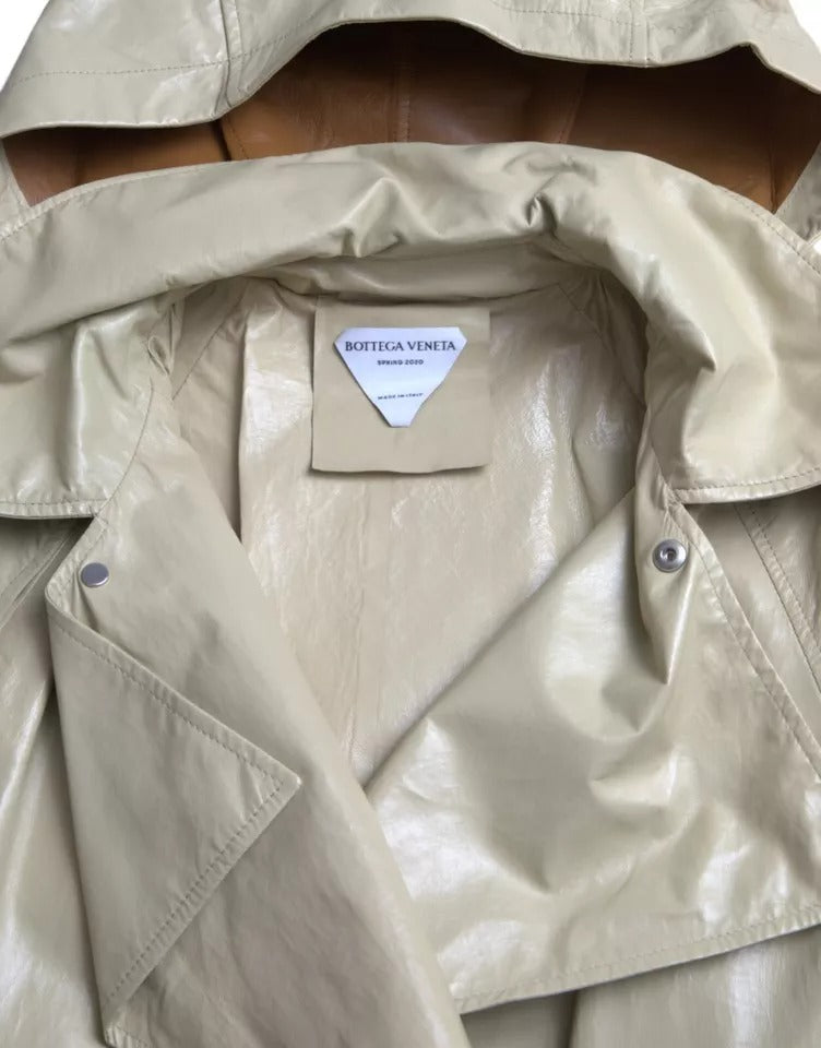 Beige Trenchcoatjacke aus Lammleder