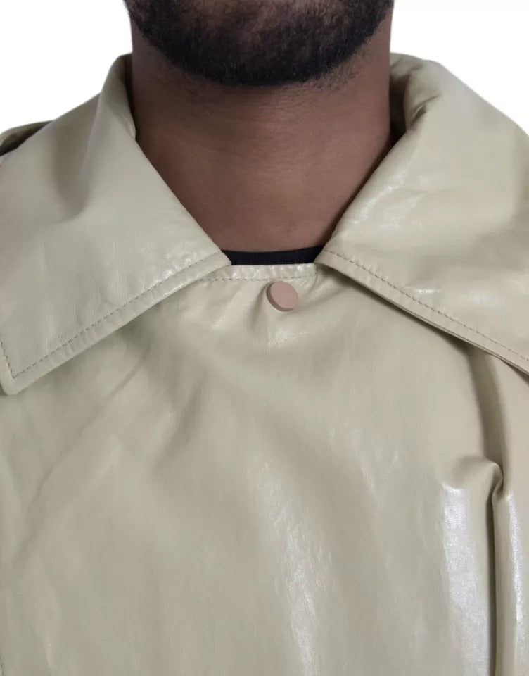 Beige Trenchcoatjacke aus Lammleder