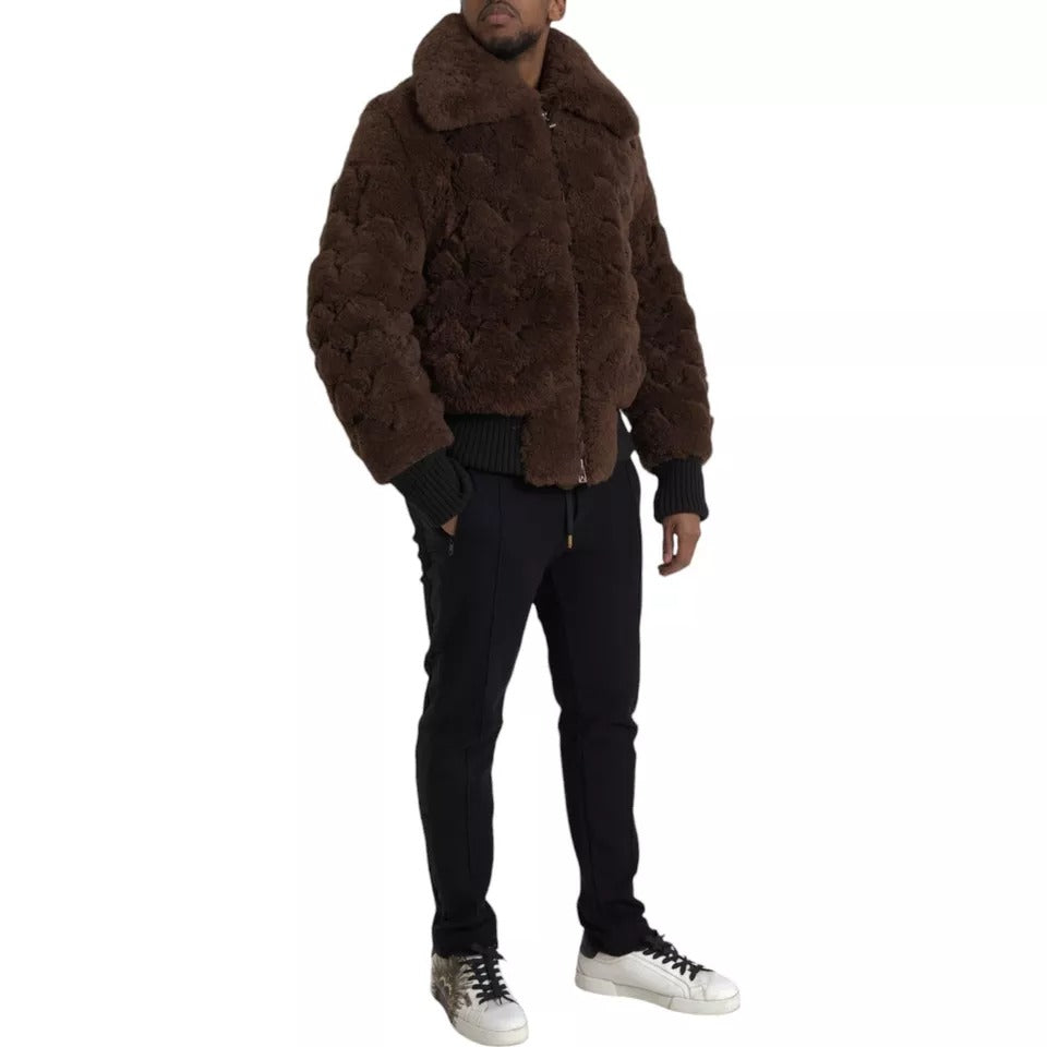 Braune Pelz Lamm Shearling Mantel Jacke