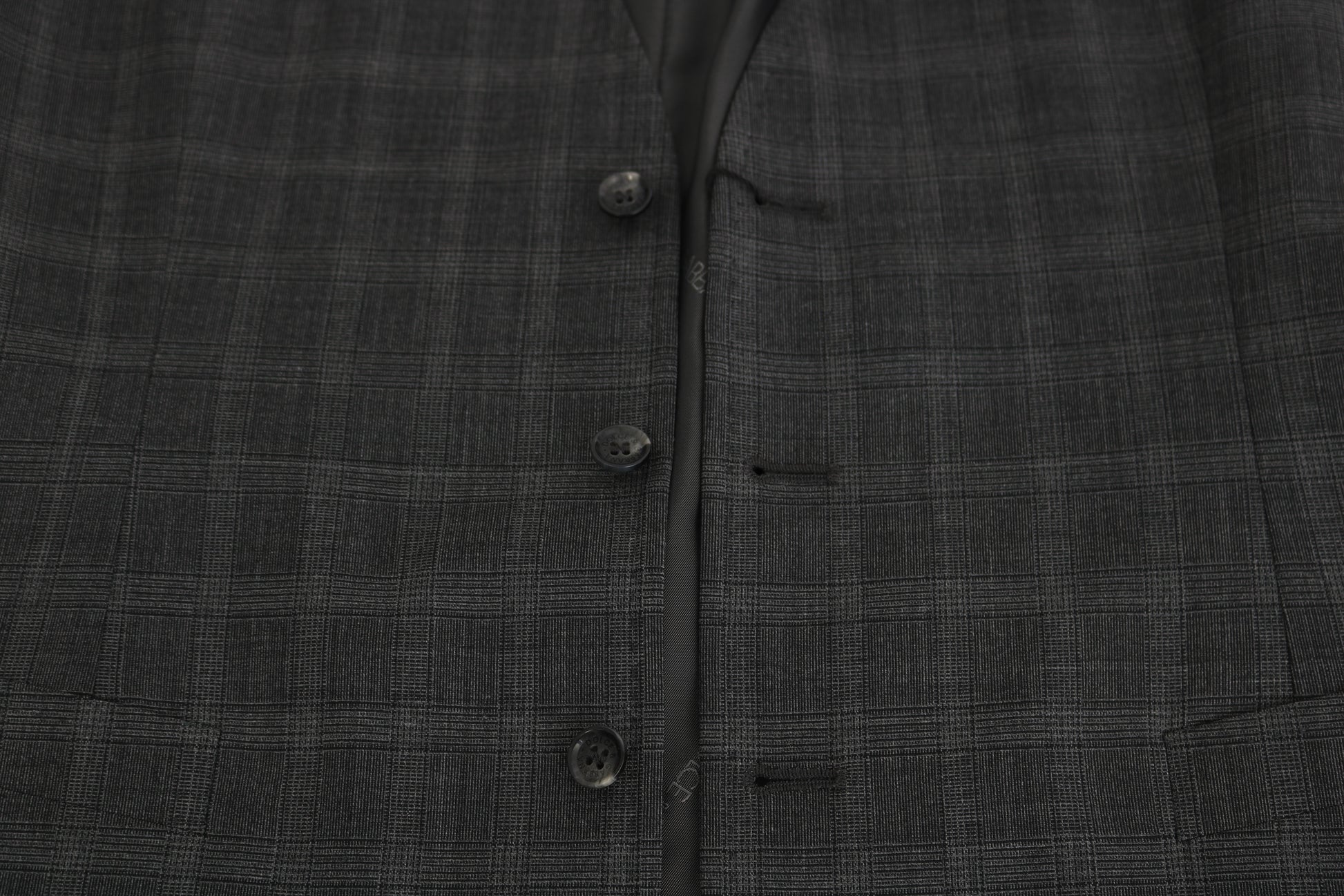 Dolce & Gabbana Gray Wool STAFF Checkered Stretch Vest