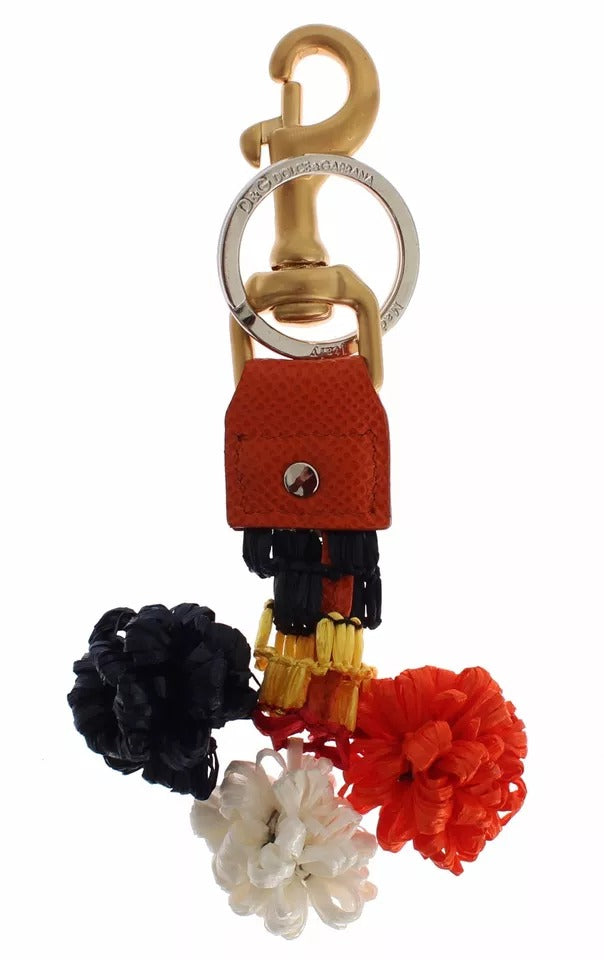 Braungold Raffia Leder Verschluss Finder Kette Schlüsselanhänger