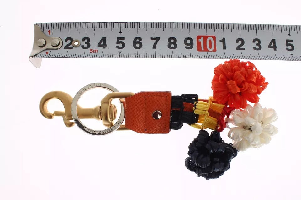 Braungold Raffia Leder Verschluss Finder Kette Schlüsselanhänger