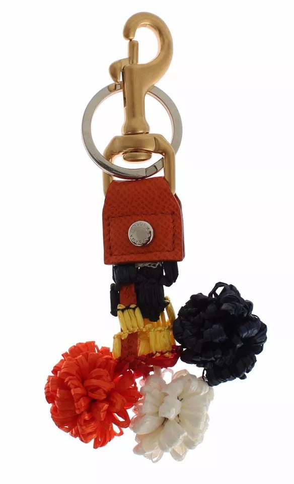 Braungold Raffia Leder Verschluss Finder Kette Schlüsselanhänger