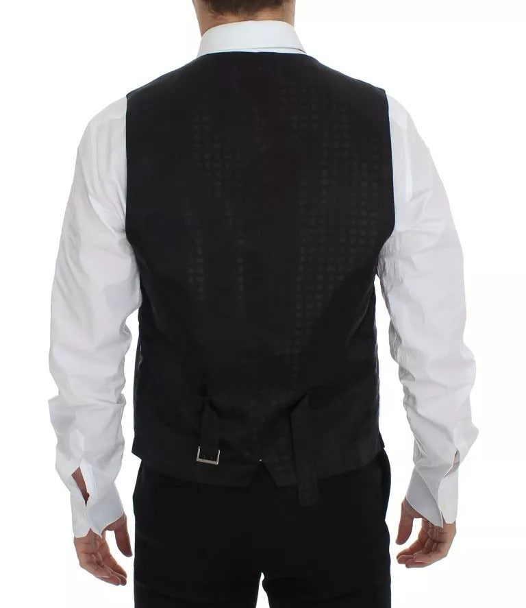 Schwarzes Woll-Seidenkleid, Weste, Jacke