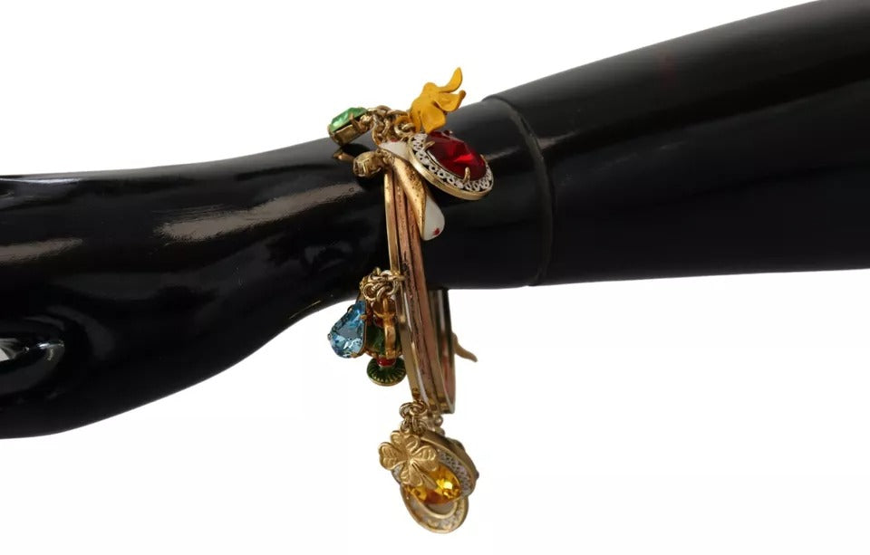 Armreif aus Messing mit mehrfarbigem Kristall in Goldfarbe