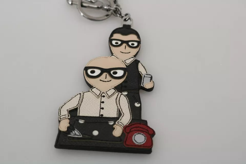 Silberner Schlüsselanhänger aus Leder mit Dominico Stefano #DGFAMILY-Logo