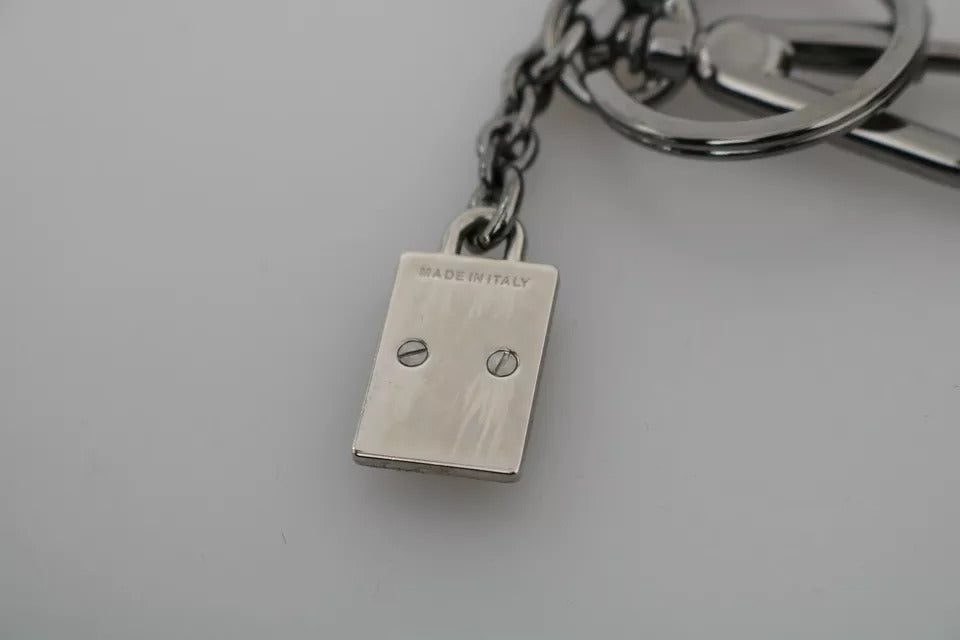 Silberner Schlüsselanhänger aus Leder mit Dominico Stefano #DGFAMILY-Logo