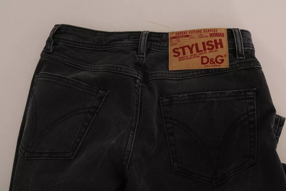 Schwarze Slim Fit-Jeans aus Baumwolle von D&amp;G