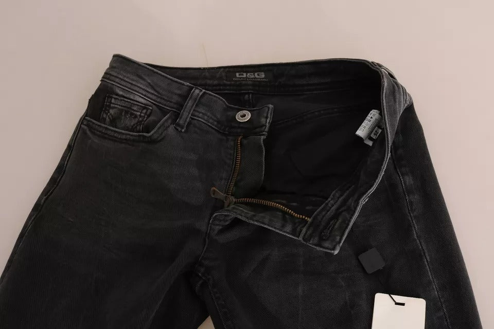 Schwarze Slim Fit-Jeans aus Baumwolle von D&amp;G