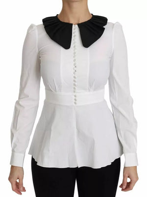 Schwarz Weiß Dekorative Knöpfe Tops Hemd Bluse