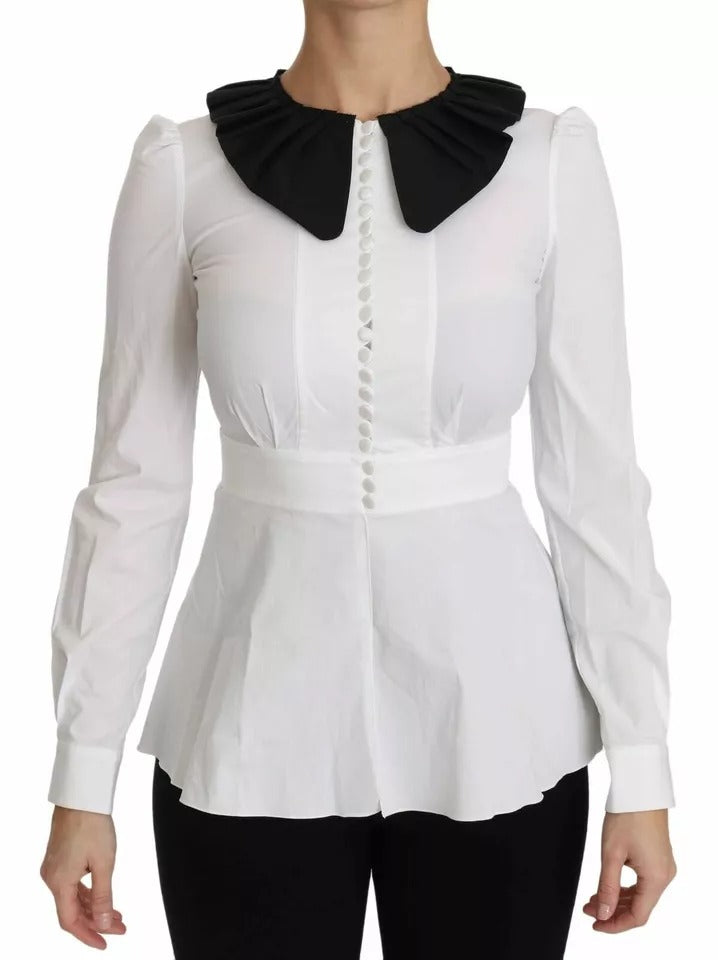Schwarz Weiß Dekorative Knöpfe Tops Hemd Bluse