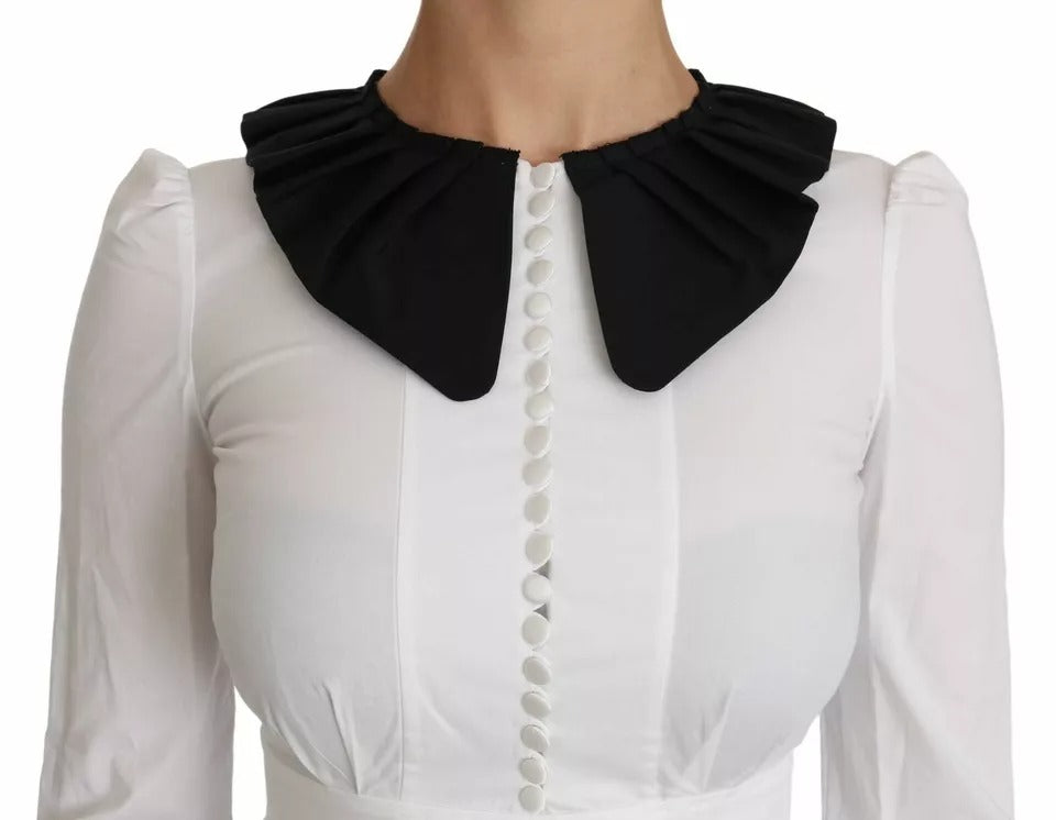 Schwarz Weiß Dekorative Knöpfe Tops Hemd Bluse
